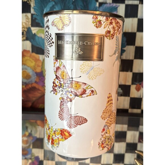 Mackenzie Childs Butterfly Garden Retired Utensil Holder/Flower Vase 8.5" Tall - Picture 1 of 8